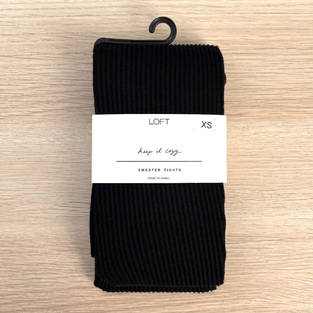 Loft Sweater Tights Black Ribbed XS keep it cozy